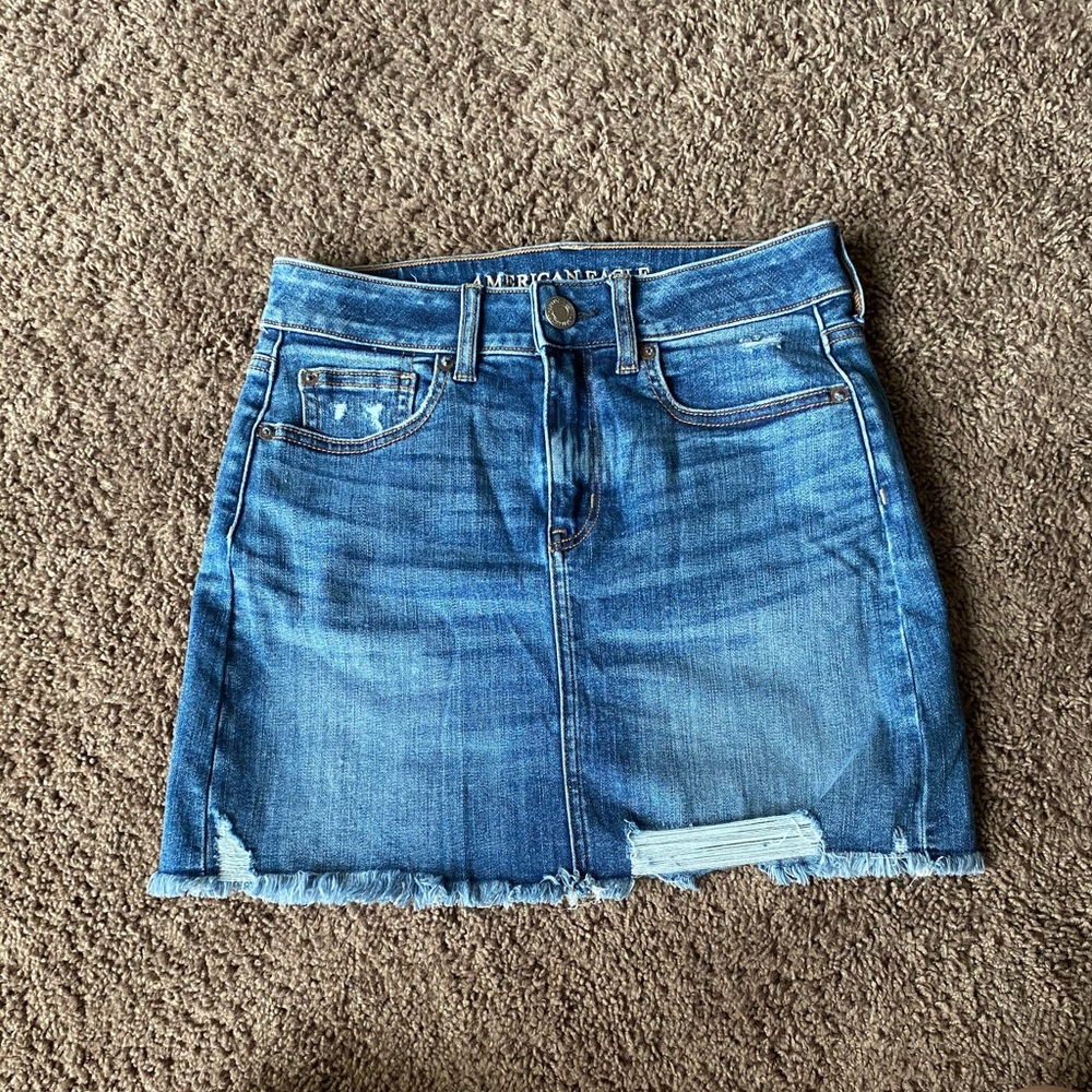 American Eagle high waisted denim mini skirt